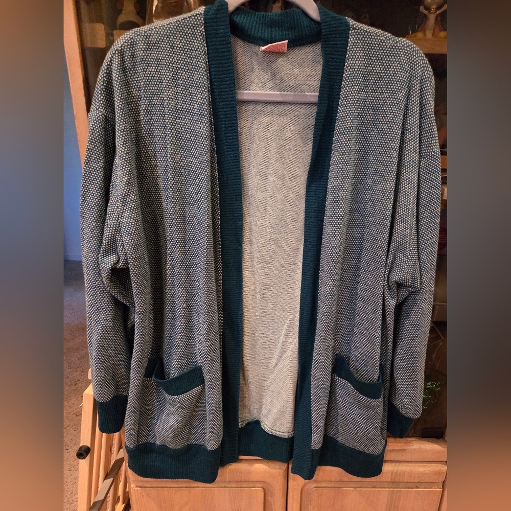 Women's Graff Of California Teal and Gray Light Oversize Sweater L